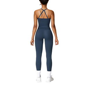 Hot Sale Women's Sleeveless Breathable <b>Crop</b> <b>Top</b> Gym Wear Breathable Yoga Bra with Leggings Front Logo Yoga Sets - Product Image 3