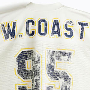 Camiseta de Fútbol Americano de Malla de Poliéster Transpirable, Estilo Urbano Oversize, con Estampado de Número, Uniforme de Equipo, OEM, Marca Privada, Pedidos al por Mayor - Product Image 4