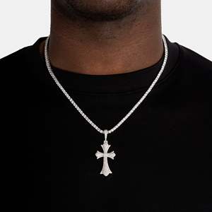 Pendentif Croix en Moissanite Argent Sterling 925 Collier Religieux de Luxe Unisexe Micro Pavé Taille Brillante GRA - Product Image 4