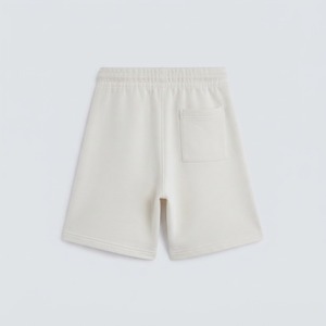Shorts Bermuda Blancs Grande Taille pour Hommes, Couleur Unie, Taille Élastique, Style Décontracté, Logo Imprimé Côté Droit - Product Image 2