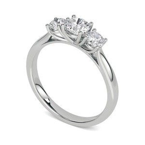Women's Three Stone Moissanite <b>925</b> <b>Silver</b> <b>Ring</b> Round Brilliant Cut Prong Setting Classic Engagement <b>Ring</b> - Product Image 2