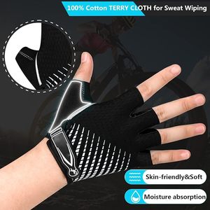 Guantes de gimnasio de medio dedo, transpirables, de malla, para levantamiento de pesas, entrenamiento físico, correa de muñeca ajustable, unisex - Product Image 5