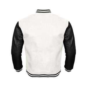 Chaquetas Varsity de Béisbol Personalizadas de Cuero Blanco y Lana con Forro de Piel de Oveja para Hombre, Estilo Universitario - Product Image 6