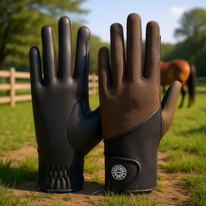 Gants d'équitation d'été personnalisés pour femmes, respirants, flexibles, en microfibre, simili cuir, avec grip en silicone, pour dressage, fermeture auto-agrippante - Product Image 3