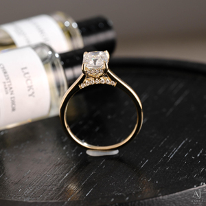 Anillo de compromiso de moissanita con corte Ruf, plata de ley 925, chapado en oro y rodio, engaste de púas, solitario, para mujer - Product Image 5