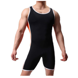 En gros Justaucorps de gymnastique uni pour homme, sans manches, moulant, de compression, unitard, pour l'athlétisme et l'entraînement, personnalisable - Product Image 1