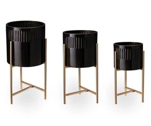 Luxury Metallic Planter with Enamel Finished Premium Interiors Contemporary Iron <b>Pot</b> with Stand for Minimalist Home Deco - Product Image 5