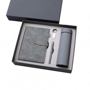 Wholesale Promotional Luxury Grey Pu Leather Notebook Pen Custom Diary Thermos Cup <b>Note</b> <b>Book</b> Gift Set With Water Bottle - Product Image 2
