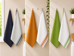 Serviette de cuisine en lin personnalisée, rayée, absorbante, pour la maison - Product Image 3
