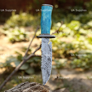 UA Supplies High Quality Hand Forged Damascus Steel Fixed Blade Hunting <b>Knife</b> Dyed <b>Bone</b> <b>Handle</b> Drop Point Straight Edge DIY OEM - Product Image 2
