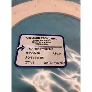 AMAT 0992-60426 <b>CERAMIC</b> <b>RING</b>, MATRIX SYSTEMS, 143211 - Trusted Global Legacy Semiconductor Equipment and Parts at - Product Image 1