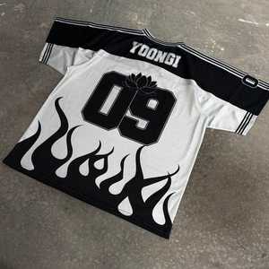 เสื้อเบสบอลครอปทรงโอเวอร์ไซส์ คอวี แขนสั้น สไตล์ Y2K สำหรับผู้หญิง ผลิตจากวัสดุรักษ์โลก เหมาะสำหรับงานพิมพ์ลายแบบ Sublimation - Product Image 5