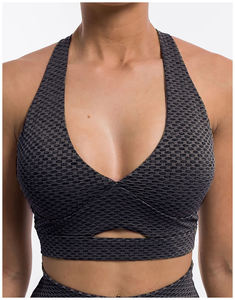 Ensemble de yoga 2 pièces pour femme : Crop top dos nageur à col en V profond et leggings taille haute, en nylon respirant uni, sans couture, pour le sport et la gym - Product Image 5