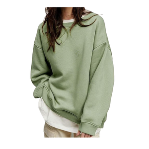 Sweat-shirt d'hiver en polaire chaude 100 % polyester ECHO EDGE Apparel, coupe décontractée contemporaine, haut oversize à épaules tombantes pour femme - Product Image 6