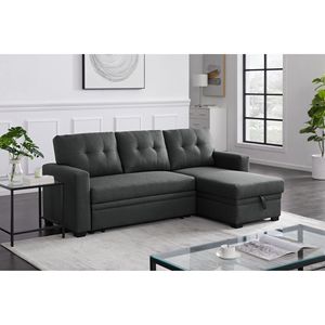 Divano Letto Sezionale Estraibile con Chaise Longue, Arredamento Imbottito Confortevole - Product Image 5