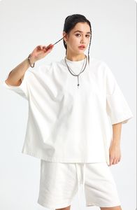 Camiseta Boxy para Hombre al por Mayor, Estampado Personalizado, Cuello Redondo, Camiseta Gráfica de Algodón Pesado para Hombre, Camiseta Corta - Product Image 4