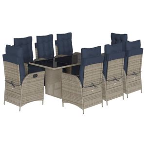 Set da Pranzo da Giardino in Rattan Grigio per 8 Persone, Resistente alle Intemperie, Arredamento da Esterno - Product Image 2