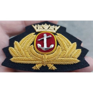 Top Soft Wing Bullion <b>Wire</b> Blazer Badge 7cm Embroidery Gold <b>Wire</b> Customized Canvas Fabric Wholesale OEM Services - Product Image 2