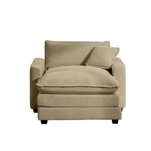Divano Singolo Confortevole con Seduta Profonda, Poggiapiedi e Cuscino per Soggiorno e Camera da Letto, Adatto a Diverse Occasioni - Product Image 4