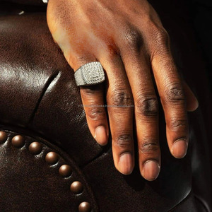 Anillo de Plata de Ley 925 Chapado en Oro con Moissanita y Diamantes Redondos, Estilo Hip Hop, para Hombre, Ideal para Regalos de Aniversario - Product Image 3