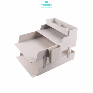 SWORLD Office <b>Organizer</b> Multilayer <b>Desktop</b> Storage Box ABS Japandi Design 3 Layer PP Factory OEM/ODM - Product Image 2