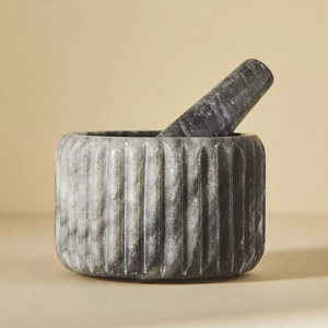 Mortier et pilon en marbre multi-usages pour écraser les épices, les herbes, les graines, les noix et pour préparer des mélanges d'épices faits maison - Product Image 1