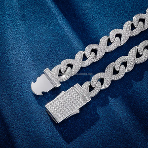 New Arrival Matrix Jewel C78 20mm Moissanite Diamonds Studded Infinity Link Two Tone Iced Hip Hop <b>Rapper</b> <b>Chain</b> Reasonable Prices - Product Image 6