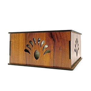 Boîte à mouchoirs en bois artisanale moderne et écologique, porte-mouchoirs en papier, finition brune, support décoratif pour tables à manger, restaurants - Product Image 3
