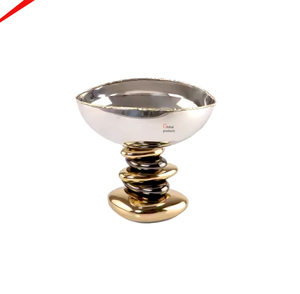 Bols uniques avec base dorée, bol en métal couleur or argenté pour dattes et chocolat - Product Image 1