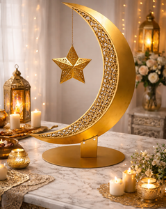 Pièce maîtresse de décoration Ramadan en métal faite à la main élégante pour la décoration de table à manger et la célébration du festival de l'Aïd à la maison - Product Image 1
