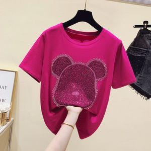 Women elegant rhinestone graphic <b>t</b> <b>shirts</b> fashionable <b>sparkly</b> shiny crystal embellished bling tops daily wear - Product Image 4