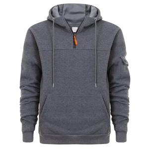 เสื้อสเวตเชิ้ตผู้ชายแบบมีฮู้ดทรงโอเวอร์ไซส์คุณภาพพรีเมียมสั่งทำพิเศษขายส่งสไตล์เรโทรแบบซิปครึ่งตัว เสื้อแจ็คเก็ตมีฮู้ด เสื้อคลุม - Product Image 3