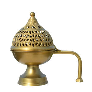 Brûleur d'encens en laiton artisanal réglable de qualité supérieure, sans charbon, pour bougies chauffe-plat, résine et Bakhoor, avec poignée en bois, à vendre - Product Image 5