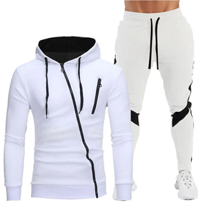 ชุดวอร์มสำหรับผู้ชายเสื้อสเวตเตอร์สีเทาดำใส่สบายพร้อมกางเกงเอวยางยืดออกแบบได้ตามต้องการ - Product Image 6