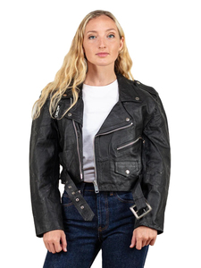 Custom <b>Vintage</b> 80s <b>Women</b>’s Black <b>Leather</b> Motorcycle Biker <b>Jacket</b>, Retro Rider Moto <b>Jacket</b> - Product Image 2