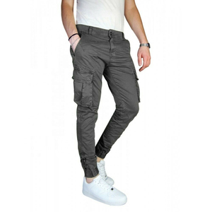 Pantalones Jogger Cargo Grises Ecológicos para Hombre, Cierre con Cordón, Cintura Elástica Ligera, Múltiples Bolsillos, Ropa Casual de Calle - Product Image 1