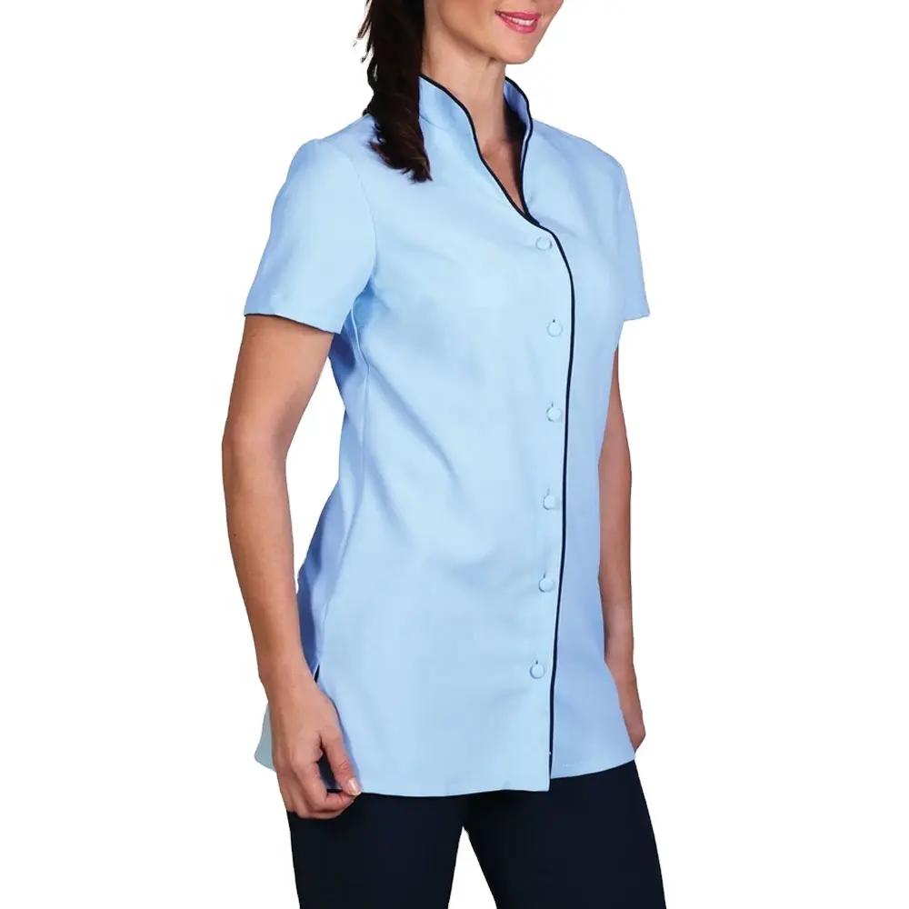 2022 Elastic Custom Logo high quality massage beauty industry salon Technician workwear women tunic spa uniform for lady