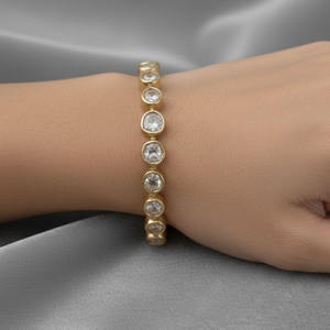 Brazalete de Plata de Ley 925 para Mujer, Chapado en Oro de 18K, con Moissanita de Corte Rosa, Pavé Polki, Estilo Vintage, Hecho a Mano por la Diseñadora Jessica - Product Image 2