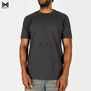 T-shirt Homme Gris Foncé Haute Qualité, Grammage Lourd, Col Côtelé Épais, Impression Logo Personnalisé, Coton Vierge Streetwear, Fabricant MAANIFY - Product Image 1