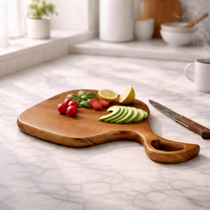 เขียงไม้เนื้อแข็งอะคาเซียทำมือ ทนทาน ใช้ได้สองด้าน สำหรับหั่นและตัด ใช้เป็นถาดเสิร์ฟของว่างและอาหารเรียกน้ำย่อย - Product Image 5