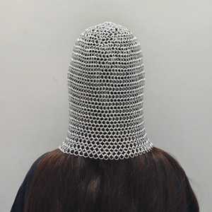 Coif en maille d'acier inoxydable plaqué argent, forme irrégulière, armure soudée, accessoire de mode, style art moderne - Product Image 5