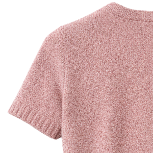 T-shirt en tricot texturé à motifs pour femme, manches courtes, col rond, décontracté, pour l'été, doux et extensible, style tendance, allure branchée - Product Image 5