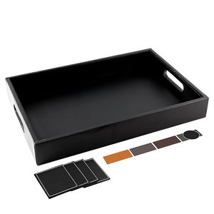 Plateau de service rectangulaire en bois de qualité supérieure, polyvalent, pour le petit-déjeuner, le thé, les collations, pour la cuisine, la salle à manger, la décoration de la maison - Product Image 1