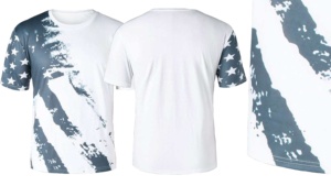 T-shirt en coton uni à manches courtes et col rond pour homme, personnalisé, à la mode, avec impression par sublimation et broderie tricotée - Product Image 5