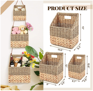 Handmade <b>Wall</b> Hanging Water hyacinth & Seagrass Grass Toy <b>Basket</b> Natural Woven <b>Storage</b> Organizer - Product Image 6