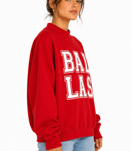 Custom Women's Oversized Mock Neck <b>Jumper</b> Premium Heavyweight Cotton Fleece Sweatshirt Screen print Logo Patch Manufacturer - Product Image 4