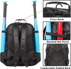 Sac à dos de baseball Bagnex avec logo personnalisé, compartiment à chaussures, sac d'équipement de baseball professionnel en polyester - Product Image 4