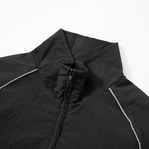 Men <b>Reflective</b> Tracksuit Set Stand Collar <b>Jacket</b> Relaxed Fit Pants Lightweight Nylon Woven Water Repellent <b>Running</b> Outfit - Product Image 2