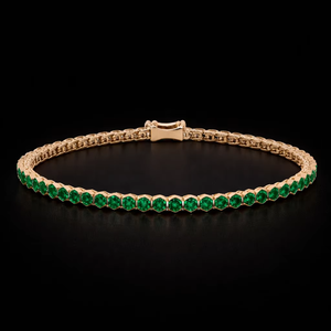 Pulsera Elegante y Delicada de Plata de Ley 925 Hecha a Mano con Esmeralda para Mujer - Product Image 1