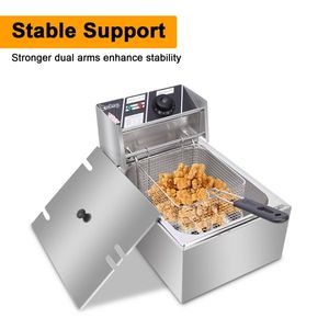 EH81 2500W MAX 110V Electric Deep Fryer 6.3QT/6L Single Cylinder Stainless Steel US Plug - Product Image 6